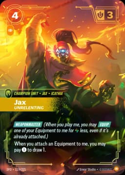 UVS Games x Riot Games Riftbound Jax, Unrelenting - Spiritforged 119/221 NM (English)