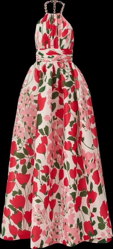Carolina Herrera Floral Halterneck Gown