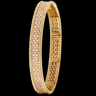 Van Cleef Perlée diamonds bracelet, 3 rows, medium model