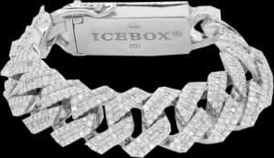 Icebox Raised Baguette Miami Cuban Link Bracelet 23.75ctw