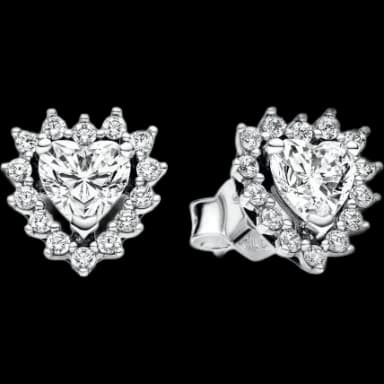 Pandora Sparkling Heart Halo Stud Earrings