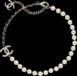 Chanel Metal & Lambskin Pearl Necklace