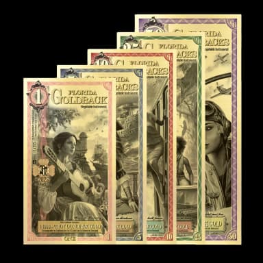 5 Piece Florida Goldback Gold Note Set (Random Year, New)