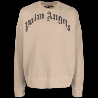 Curved Logo Crewneck Beige/Black