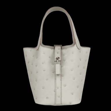 Hermès Micro Picotin 14 Gris Perle Ostrich Palladium Hardware