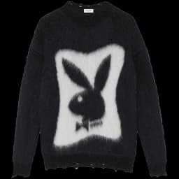 Saint Laurent Playboy Sweater In Mohair Black White