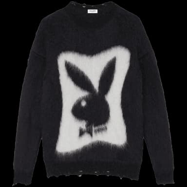 Saint Laurent Playboy Sweater In Mohair Black White